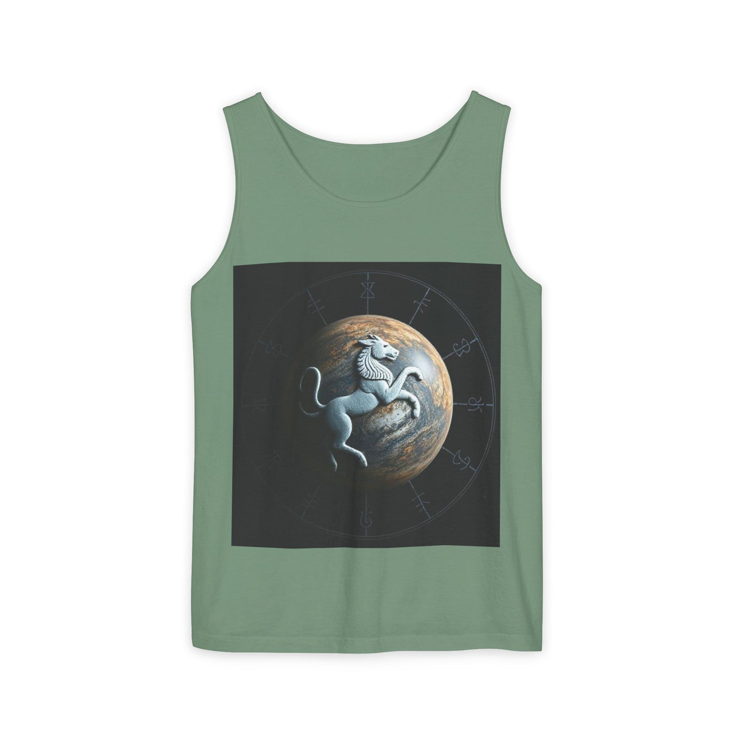 Unisex Garment-Dyed, Tank Top, Aquarius Design, Planet Animal, 100% Ringspun US cotton