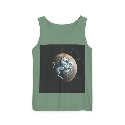 Unisex Garment-Dyed, Tank Top, Aquarius Design, Planet Animal, 100% Ringspun US cotton