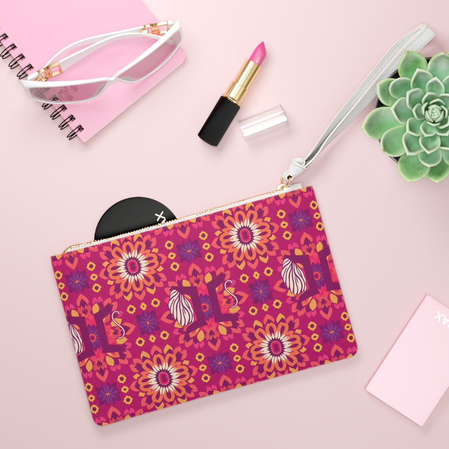 Clutch Bag, Gemini, Zodiac v3, Flower Pattern