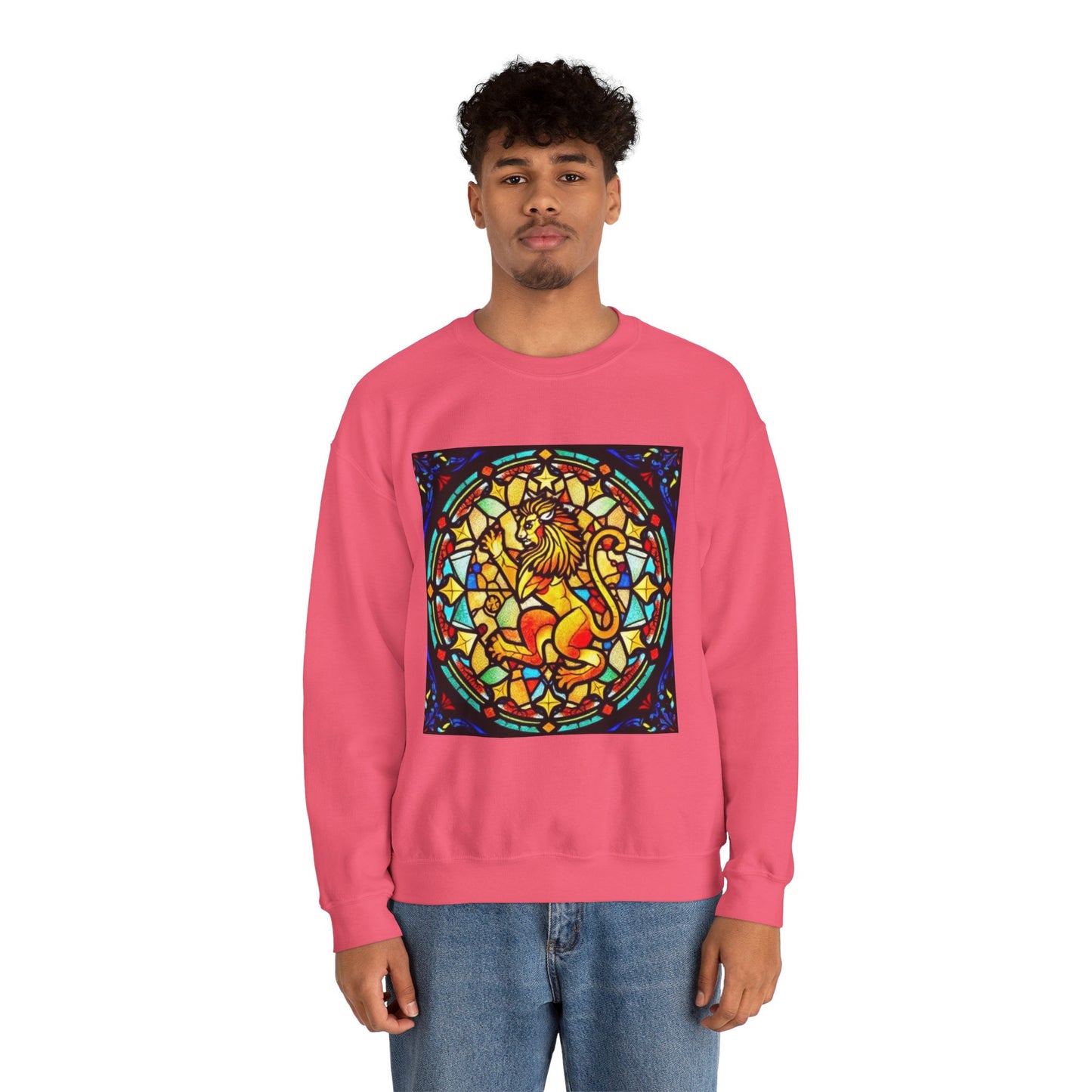 Unisex Heavy Blend™ Crewneck Sweatshirt, Glass 1, Leo Zodiac Design