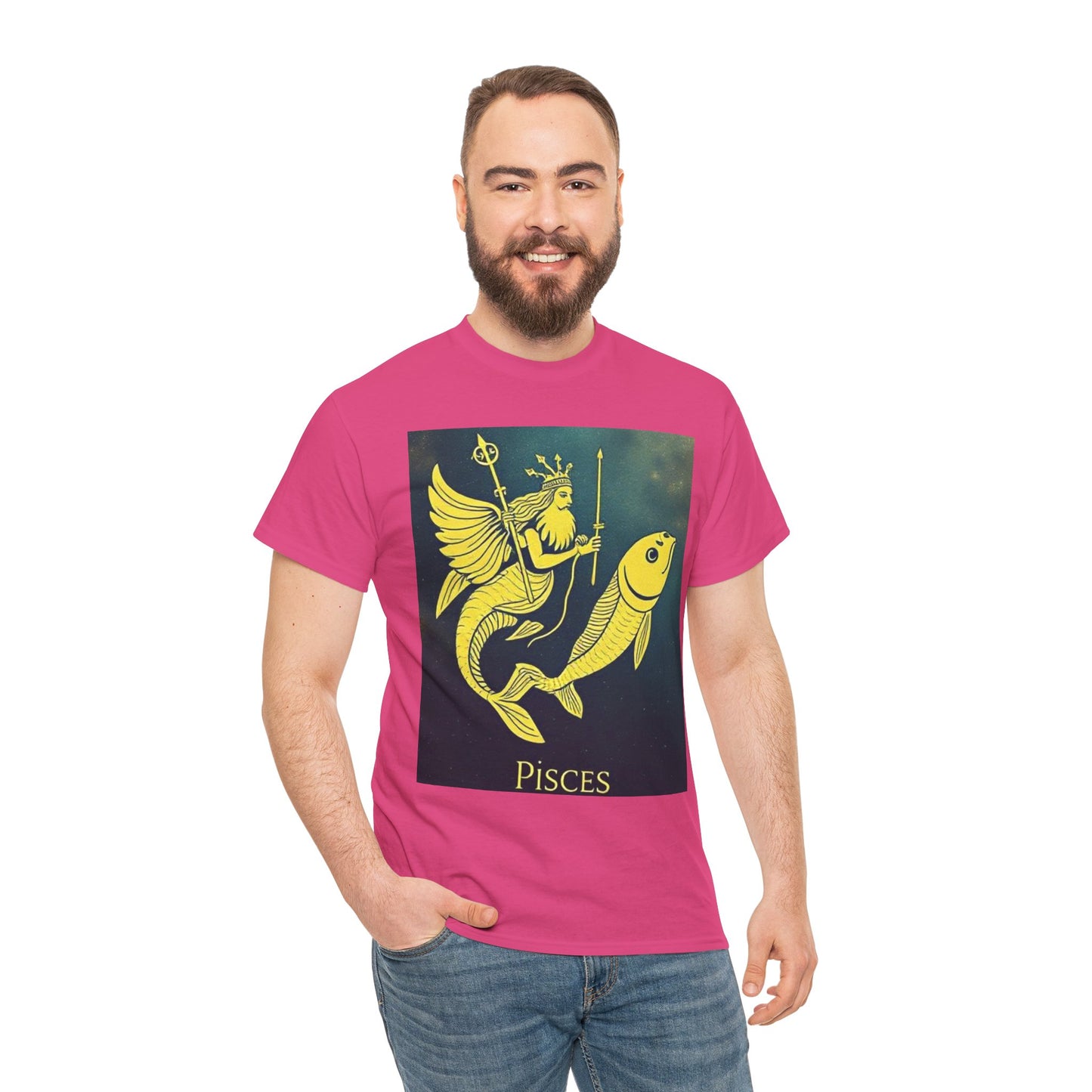 Unisex Heavy Cotton T-Shirt, Pisces Quuen v1, Zodiac Design