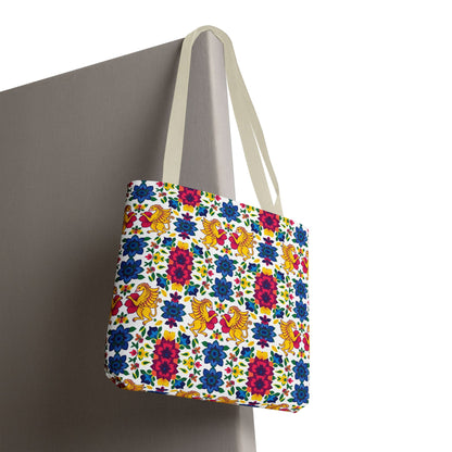 Tote Bag, (AOP), Gemini, Zodiac v6, Flower Pattern