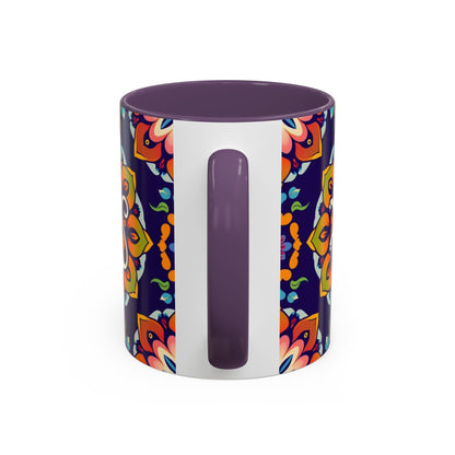 Accent Coffee Mug, Virgo, Zodiac v4. Flower Pattern, (11, 15oz)