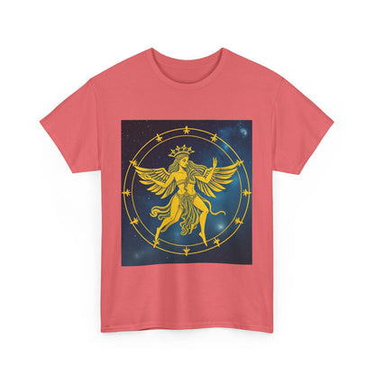 Unisex Heavy Cotton T-Shirt, Twin Angel v3, Gemini Zodiac Design