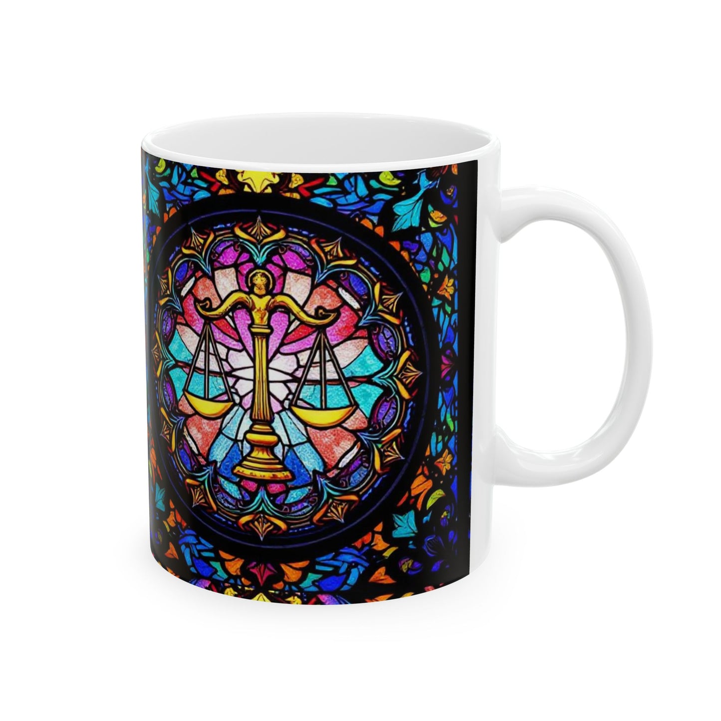 Ceramic Mug, (11oz, 15oz), Ceramic Coffee Mug, AOP, Glass Design, Libra Zodiac