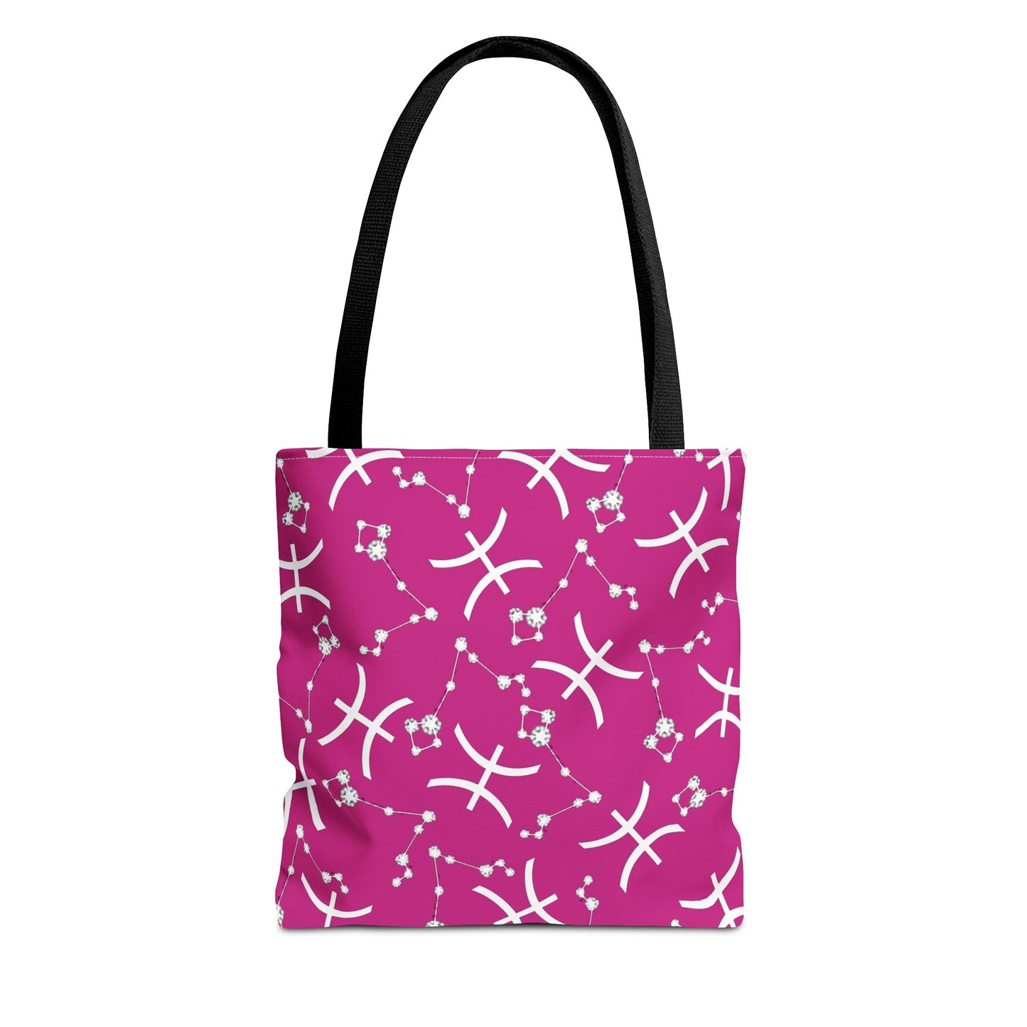 Tote Bag, Pisces Zodiac Sign, AOP, (Pink, White)