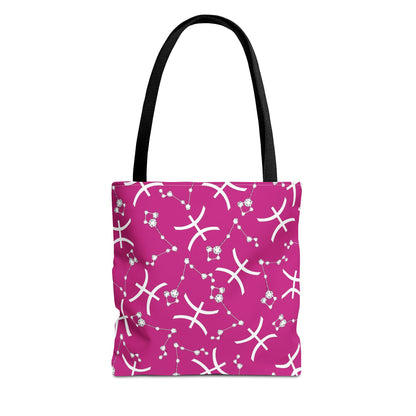 Tote Bag, Pisces Zodiac Sign, AOP, (Pink, White)