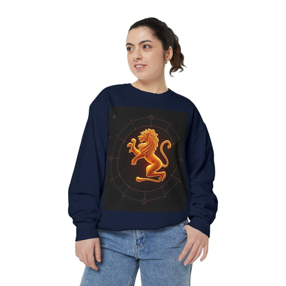 Garment-Dyed Sweatshirt, Unisex, Space Animal Design v1, Leo