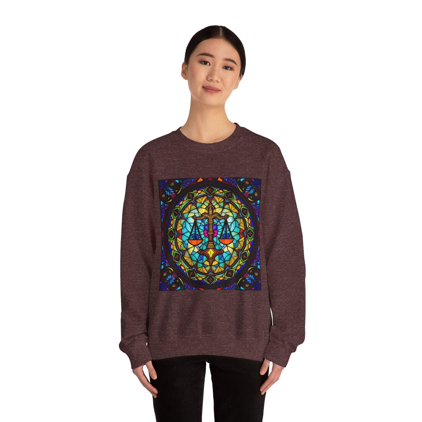 Unisex Heavy Blend™ Crewneck Sweatshirt, Glass, Libra Zodiac Design