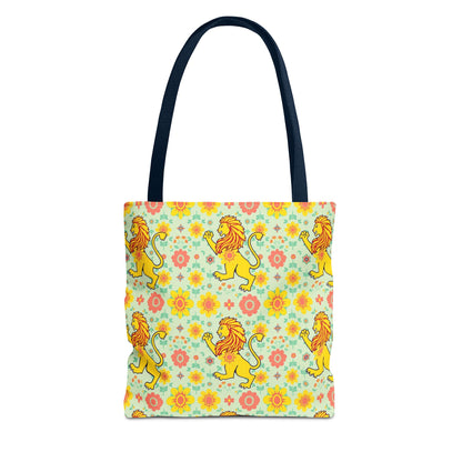 Tote Bag, (AOP), Leo, Zodiac v2, Flower Pattern