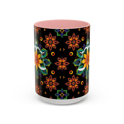 Accent Coffee Mug, Libra, Zodiac v4, Flower Pattern, (11, 15oz)