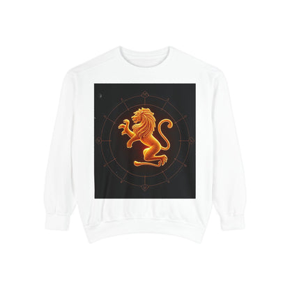 Garment-Dyed Sweatshirt, Unisex, Space Animal Design v1, Leo