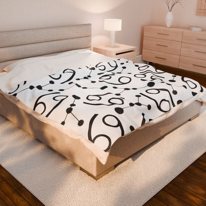 Velveteen Plush Blanket, Cancer Zodiac Sign, Constellation & Symbol, White, 100% polyester