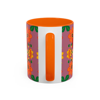Accent Coffee Mug, Aries, Zodiac v1, Flower Pattern, (11, 15oz)
