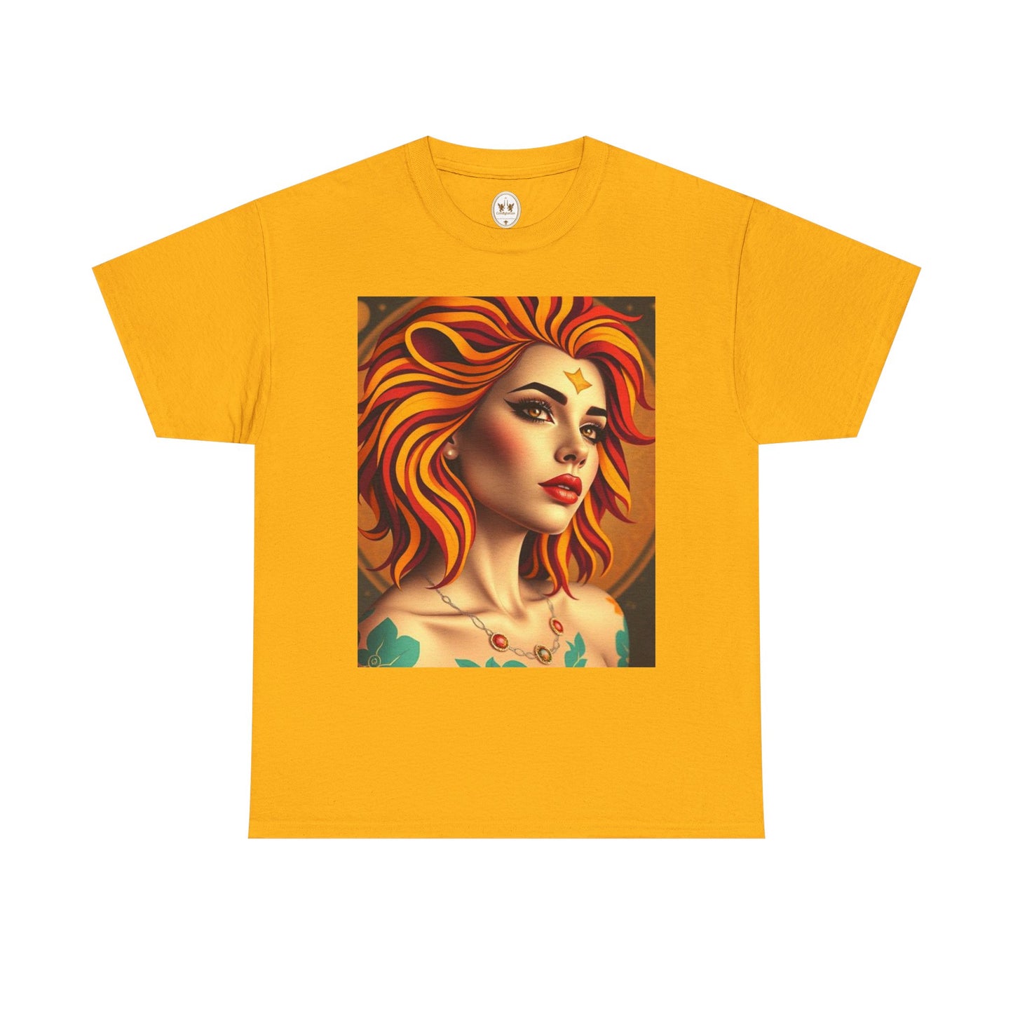 Unisex Heavy Cotton T-Shirt, Leo, Zodiac v3, Sexy Art