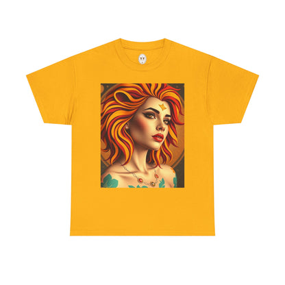 Unisex Heavy Cotton T-Shirt, Leo, Zodiac v3, Sexy Art