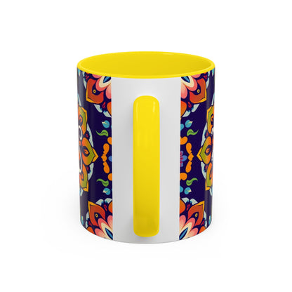 Accent Coffee Mug, Virgo, Zodiac v4. Flower Pattern, (11, 15oz)