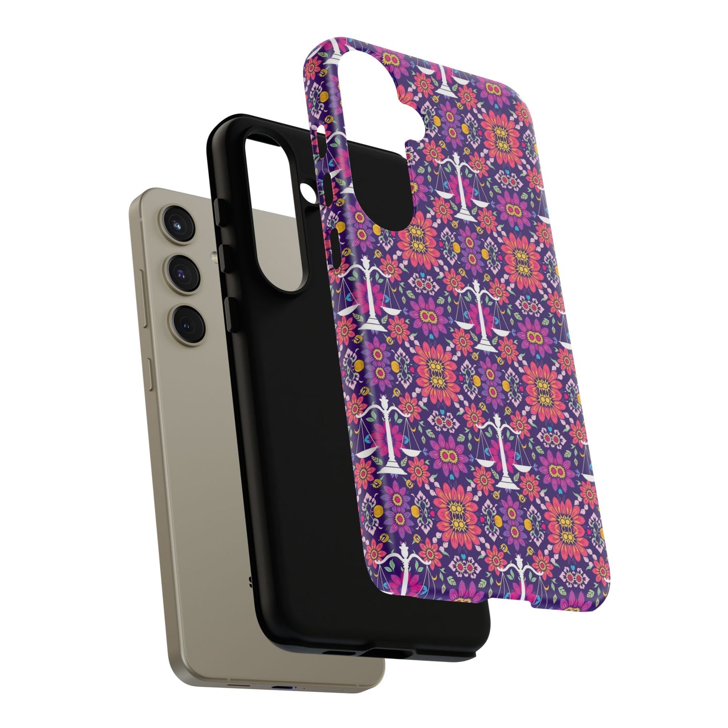 Tough Cases, Libra, Zodiac v4, Flower Pattern