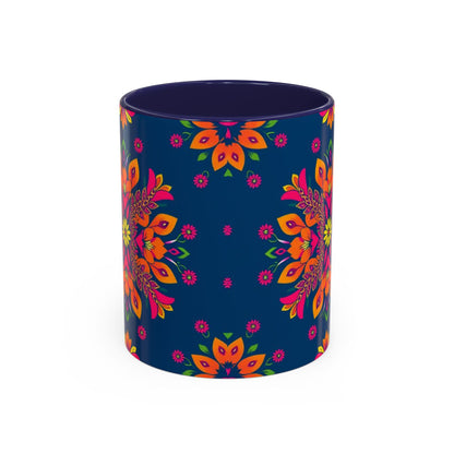 Accent Coffee Mug, Gemini, Zodiac v2, Flower Pattern, (11, 15oz)