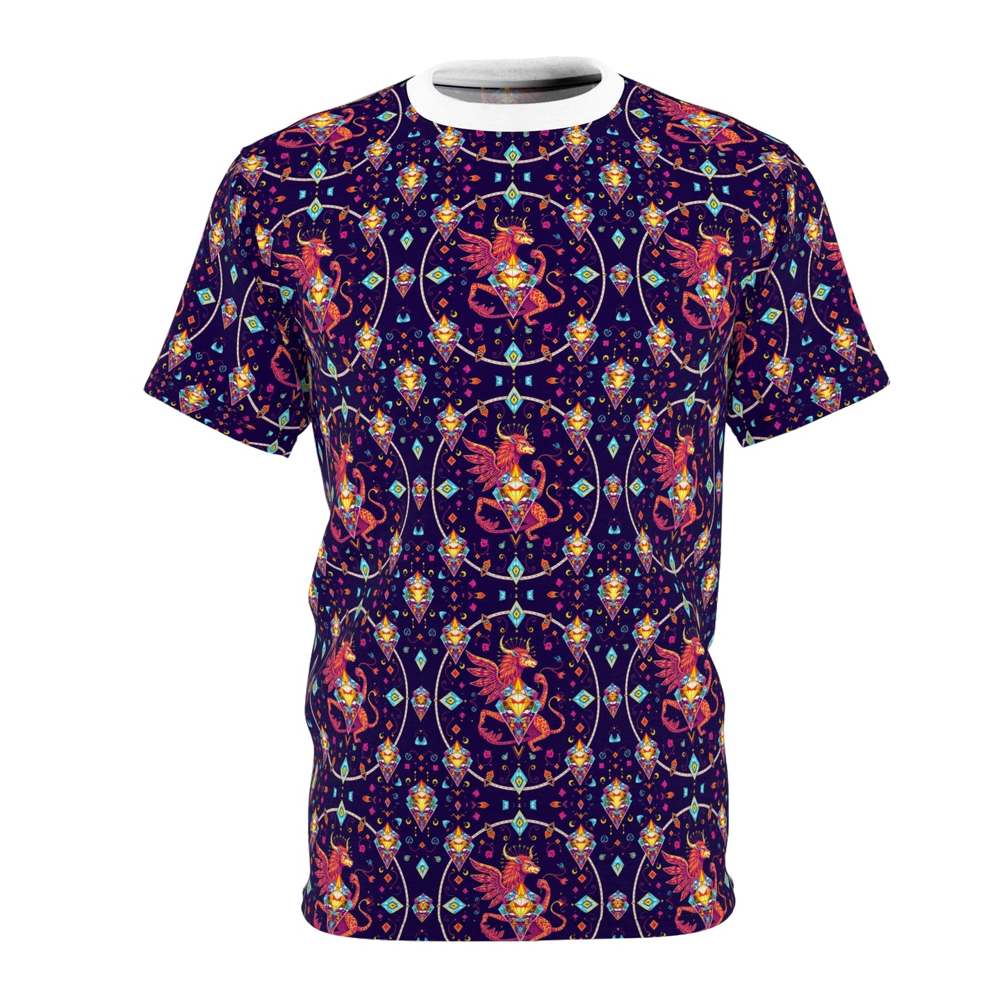 Unisex Cut & Sew T-Shirt, (AOP), Virgo, Zodiac v4, Jewels Pattern