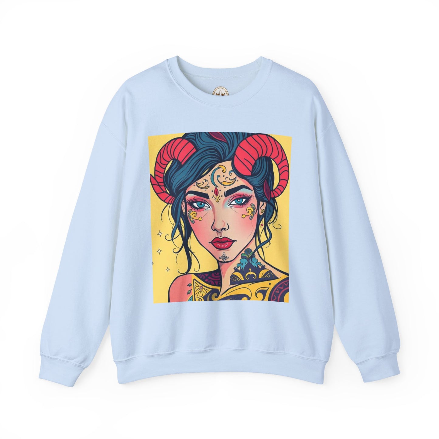 Unisex Heavy Blend™ Crewneck Sweatshirt, Aries, Zodiac v2, Sexy Pattern