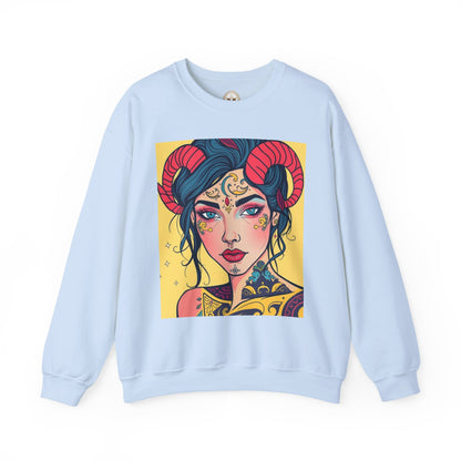 Unisex Heavy Blend™ Crewneck Sweatshirt, Aries, Zodiac v2, Sexy Pattern