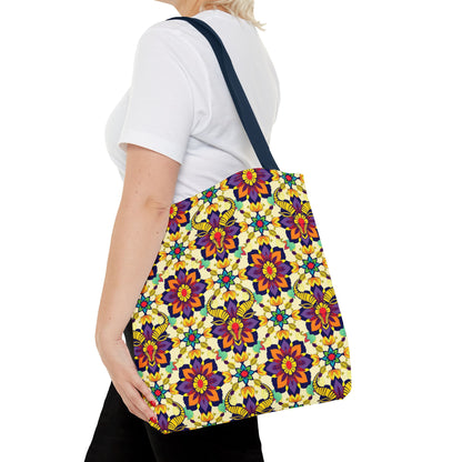 Tote Bag, (AOP), Taurus, Zodiac v5, Flower Pattern