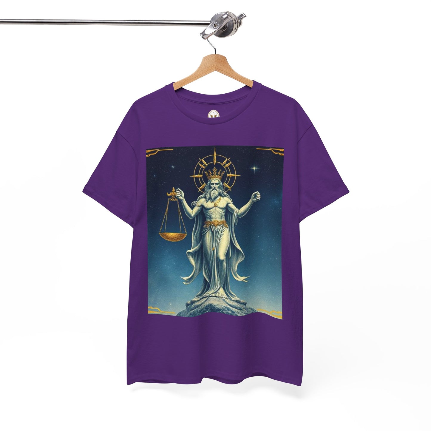 Unisex Heavy Cotton T-Shirt, Space, Libra God, Zodiac Design