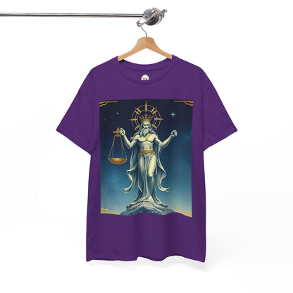 Unisex Heavy Cotton T-Shirt, Space, Libra God, Zodiac Design