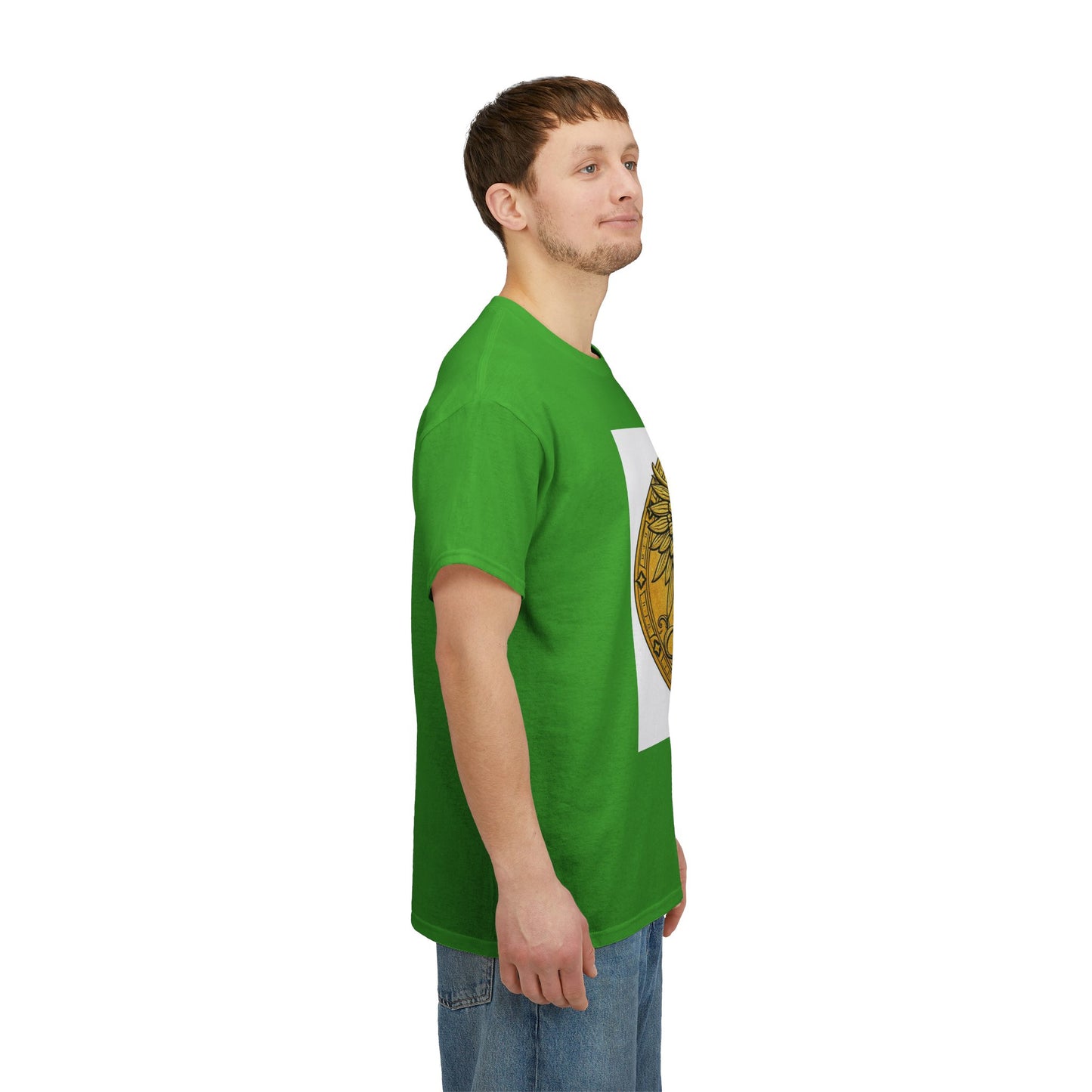 Unisex Heavy Cotton T-Shirt, Golden Angel Coin, Virgo Zodiac Design