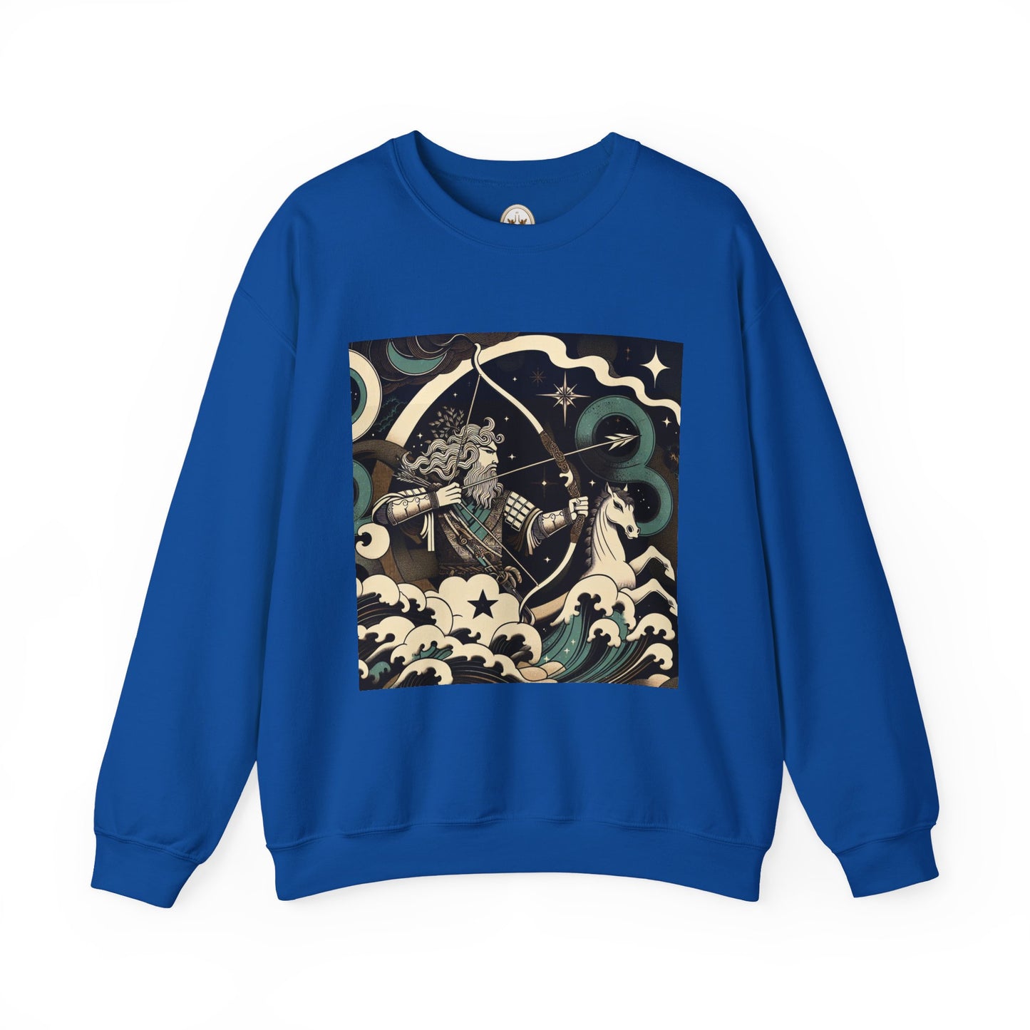 Unisex Heavy Blend™ Crewneck Sweatshirt, Man With Arrow Sagittarius Zodiac Design