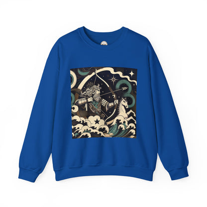 Unisex Heavy Blend™ Crewneck Sweatshirt, Man With Arrow Sagittarius Zodiac Design