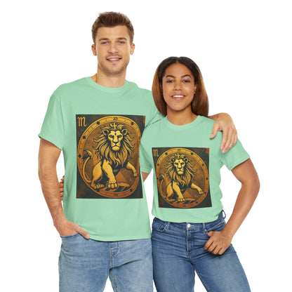 Unisex Heavy Cotton T-Shirt, Gold Lion, Leo Zodiac Design