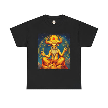 Unisex Heavy Cotton T-Shirt, Meditating Bull, Taurus Zodiac Design