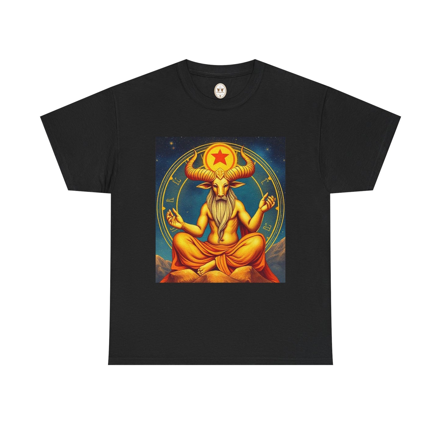 Unisex Heavy Cotton T-Shirt, Meditating Bull, Taurus Zodiac Design