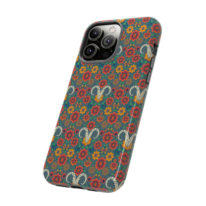 Tough Cases, Aries, Zodiac v3, Flower Pattern