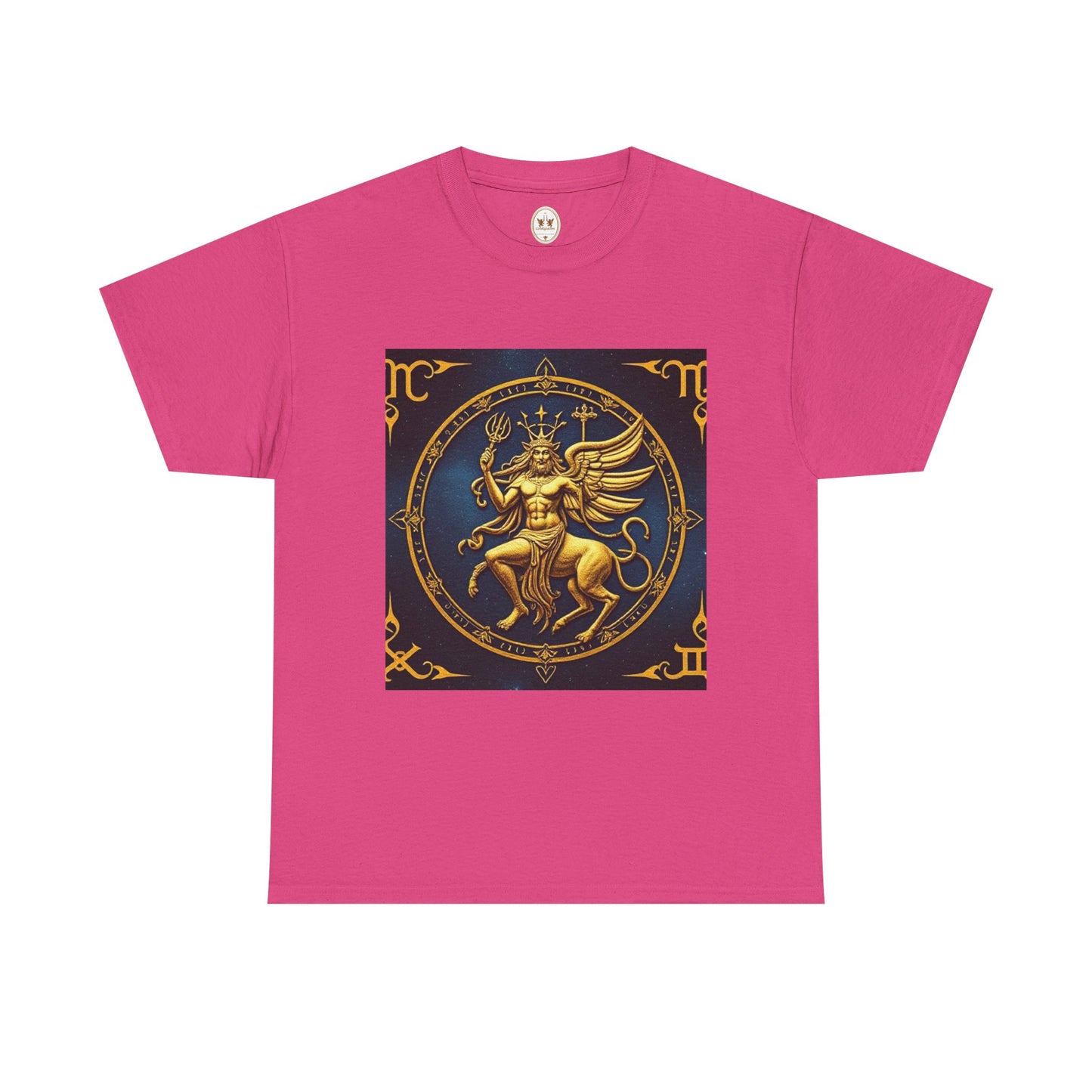 Unisex Heavy Cotton T-Shirt, Gold Angel, Symbol, Virgo Zodiac Design