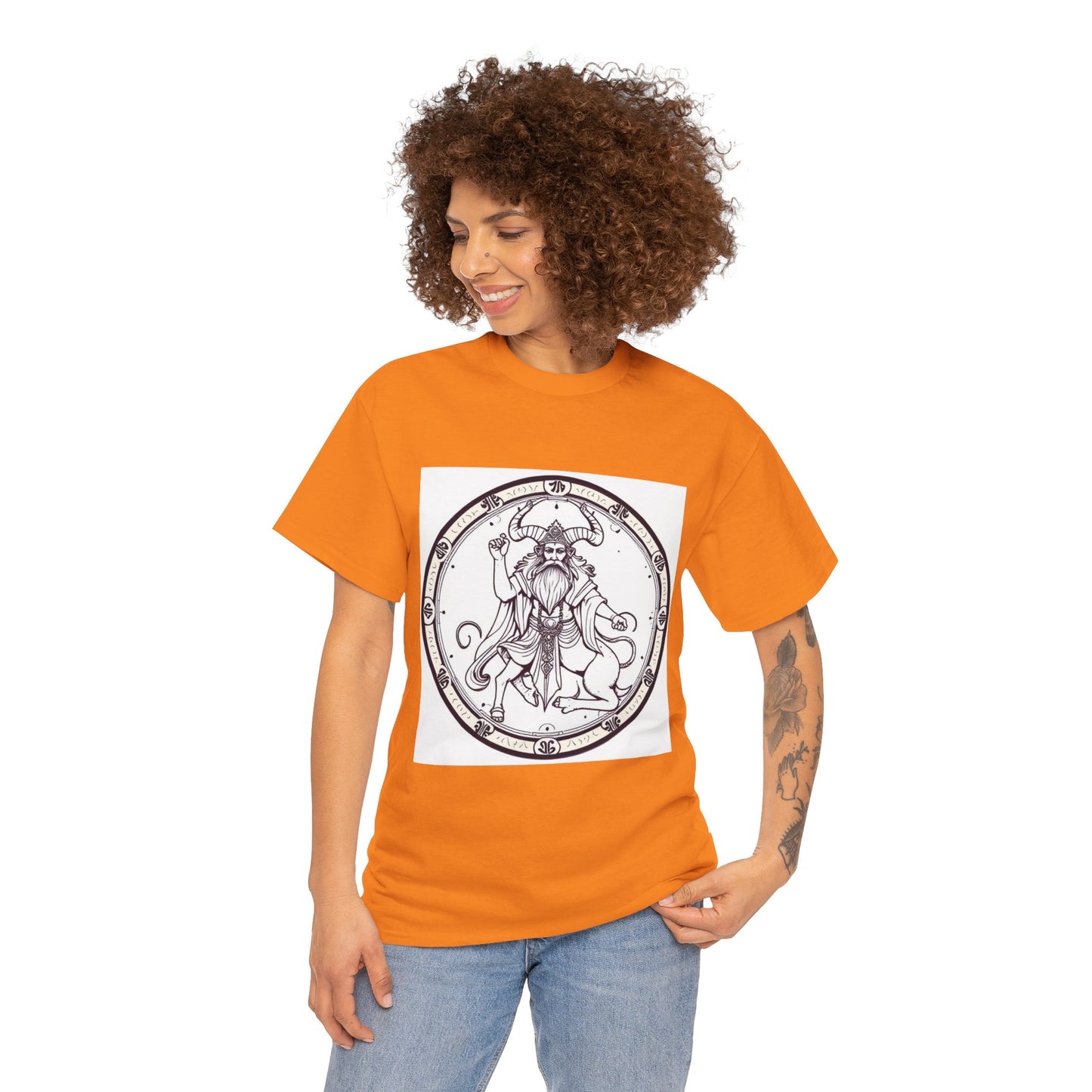 Unisex Heavy Cotton T-Shirt, Bull Centaur v1, Taurus Zodiac Design