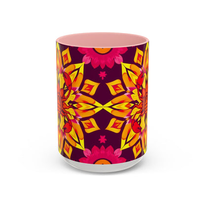 Accent Coffee Mug, Scorpio, Zodiac v1. Flower Pattern, (11, 15oz)
