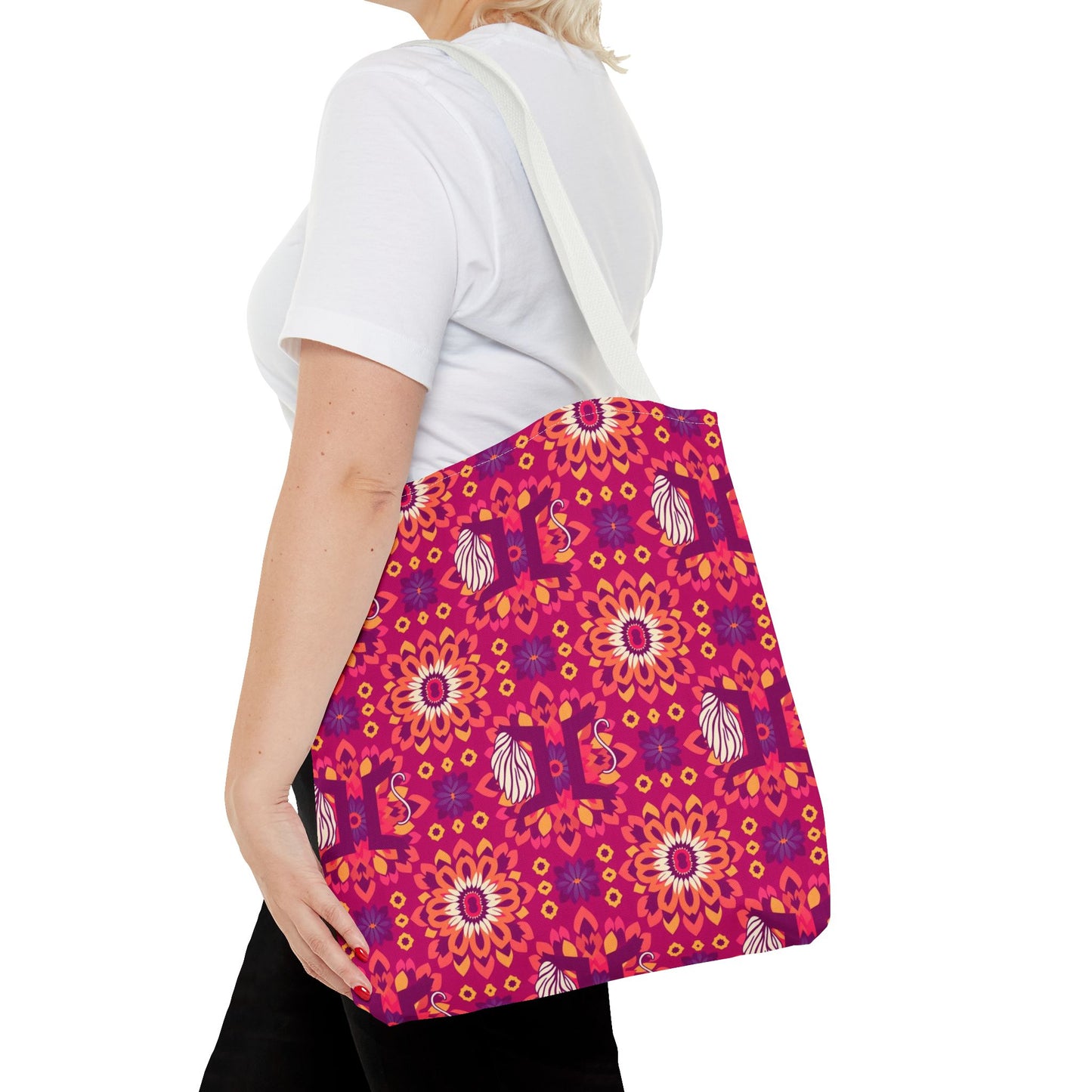 Tote Bag (AOP), Gemini, Zodiac v1, Flower Pattern