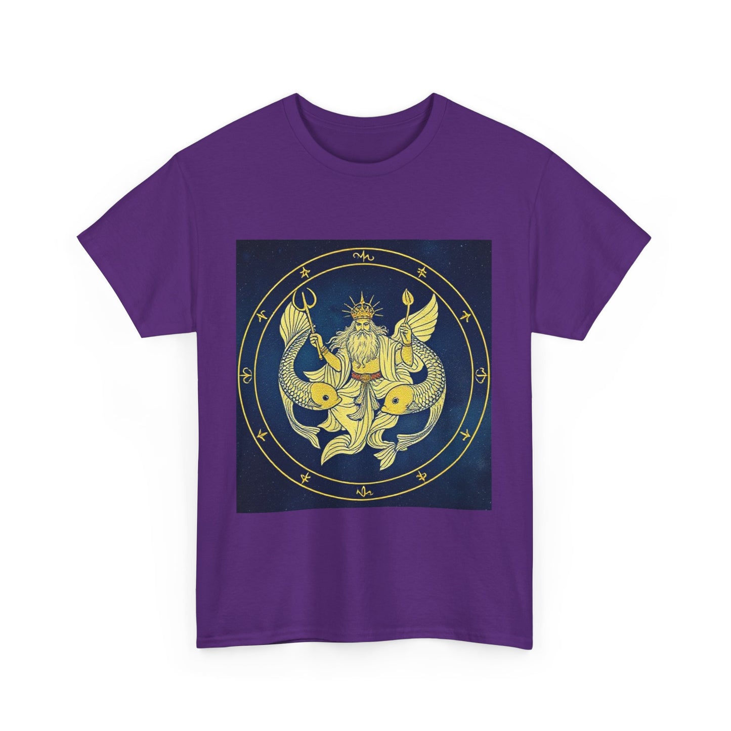 Unisex Heavy Cotton T-Shirt, King of Pisces, Zodiac Design