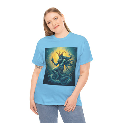 Unisex Heavy Cotton T-Shirt, Aquarius God, Zodiac Design