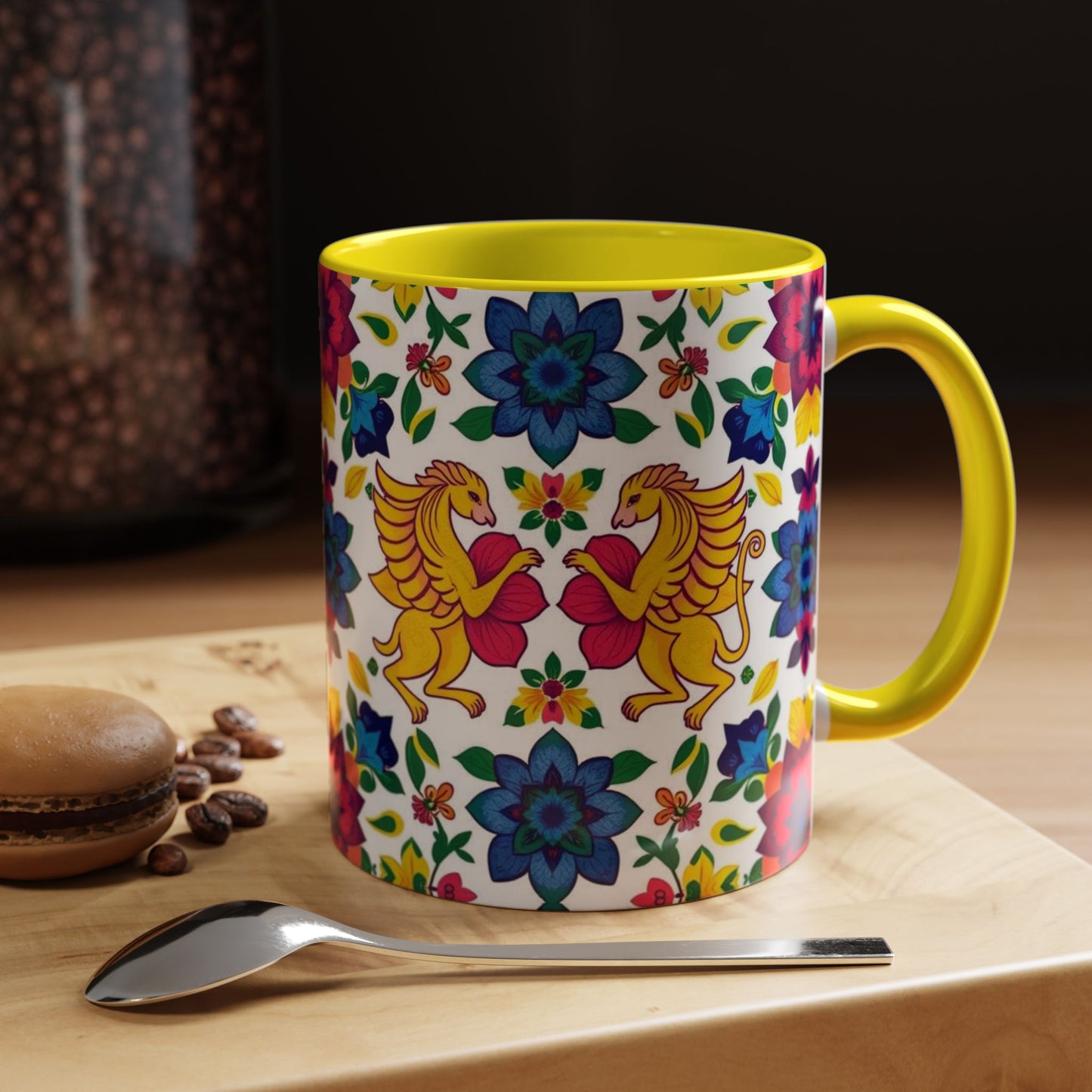 Accent Coffee Mug, Gemini, Zodiac, Flower Pattern, (11, 15oz)