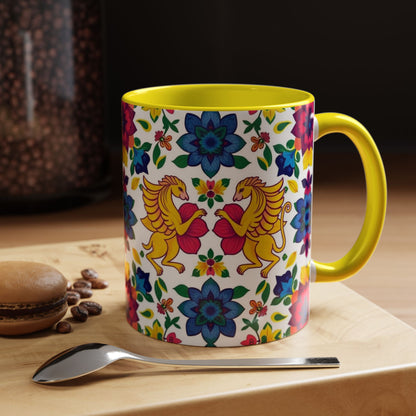 Accent Coffee Mug, Gemini, Zodiac, Flower Pattern, (11, 15oz)