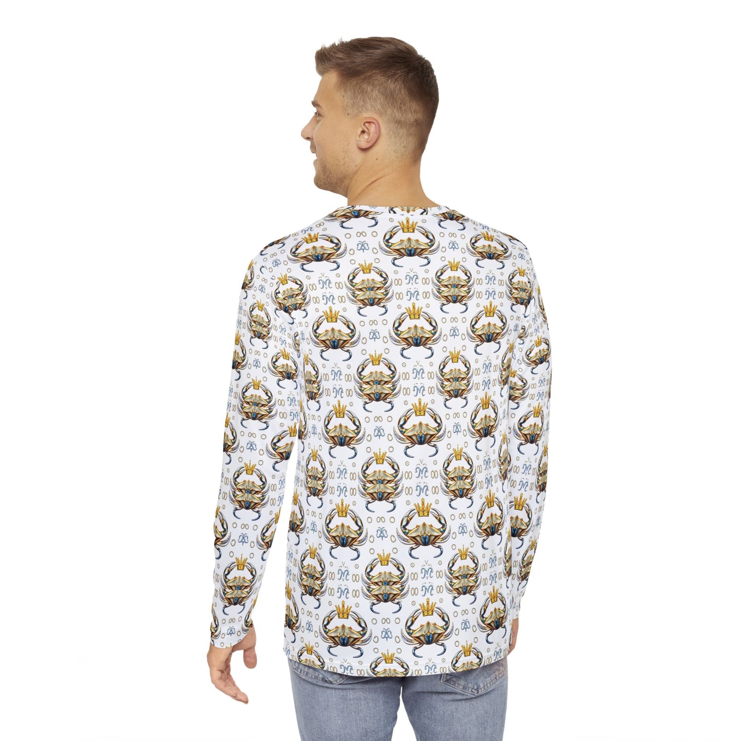 Men's Long Sleeve Shirt, (AOP), Cancer, Zodiac v3, Pattern