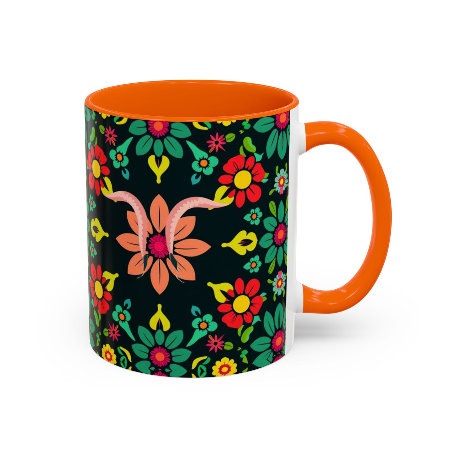 Accent Coffee Mug, Aquarius, Zodiac v4, Flower Pattern, (11, 15oz)