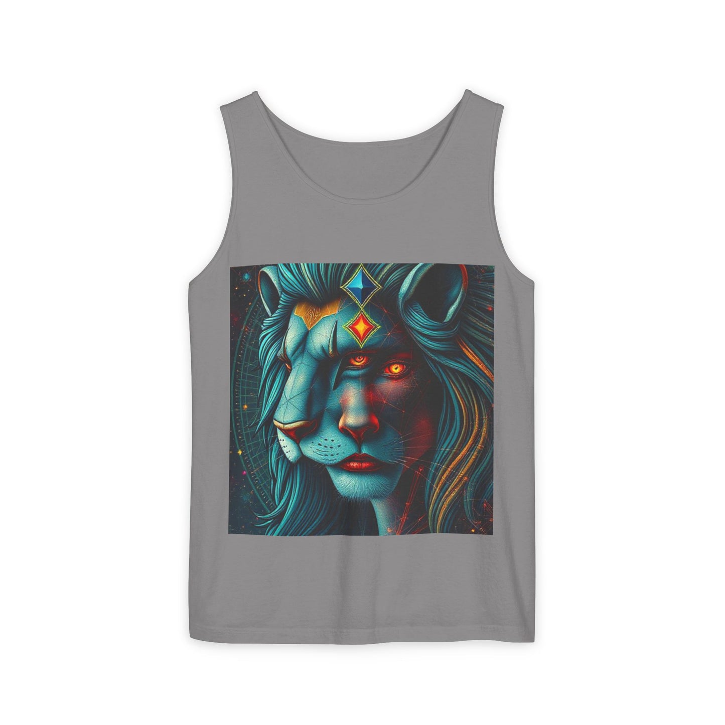 Unisex Garment-Dyed, Tank Top, Leo, Pop Art, 100% US cotton