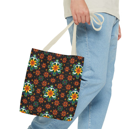 Tote Bag (AOP), Libra, Zodiac v2, Flower Pattern