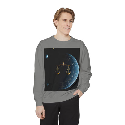 Garment-Dyed Sweatshirt, Unisex, Space Animal Design v1, Libra