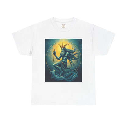 Unisex Heavy Cotton T-Shirt, Aquarius God, Zodiac Design